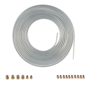 Car Brake Line Tubing Kit 3/16in OD 25ft Coil Roll W/16x Nuts Fittings Universal