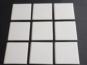 Vtg Lot 9 TILECREST Ceramic Tiles White Black Specks ROUNDED CORNER Bullnose NEW - Picture 1 of 5