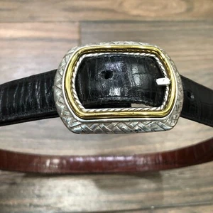 Brighton Wendegürtel Kroko-Prägung schwarz braun Leder sehr schön Medium - Bild 1 von 13