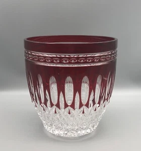 Signed Waterford Crystal Glass Ruby Red Cut to Clear Clarendon Ice Bucket - Picture 1 of 5