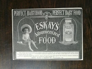 Pubblicità originale vintage 1901 Eskay's Albumenized Baby on Scale - Foto 1 di 1