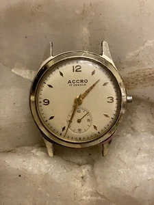Vintage Men's Accro 17 Jewel Watch for Parts/Repair - Picture 1 of 23