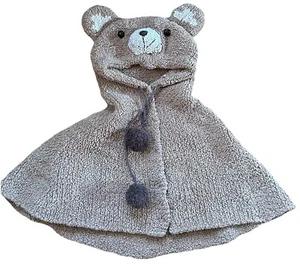 Children’s Teddy Bear Hooded Cape 4T Snap Up Pompoms Handmade - Picture 1 of 7