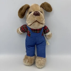 Vintage Dan Brechner Floral Park N.Y. Plush Dog Overalls Plaid Shirt *Read* - Picture 1 of 21
