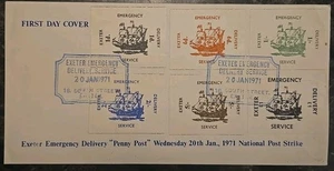 UK FDC 1971 Exeter Emergency Strike Post Delivery Service Set On First Day Cover - Picture 1 of 5