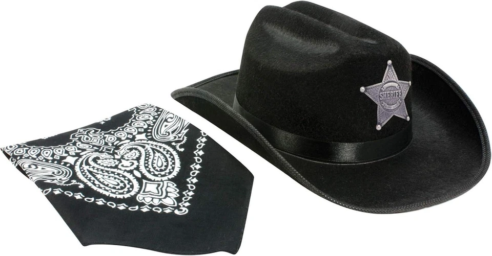 Jr. Cowboy Black Hat Sheriff with Bandanna - Image 1 of 4