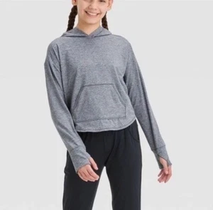 All In Motion Girl’s M Medium 8 Hoodie Gray Soft Stretch Long Sleeve New - Picture 1 of 3