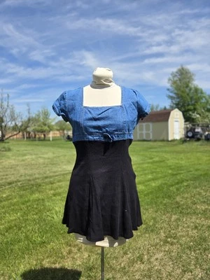 Mini Vestido Patinador Grunge Marteeni Rosa De Colección Años 90 Y2K Denim Tejido Cuello Cuadrado Foto 1 de 4