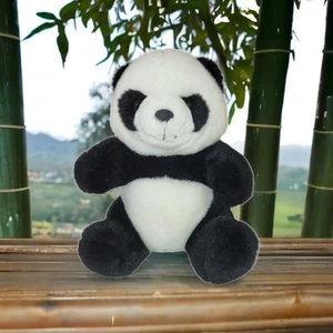 Aurora World Plush Panda Bear Stuffed Animal Black White 8" - Picture 1 of 12
