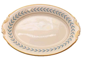 Syracuse China Old Ivory SHERWOOD Oval Serving Platter Blue Laurel Vtg 12" MCM - Picture 1 of 4