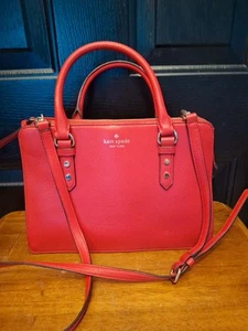 BOLSO DE HOMBRO KATE SPADE MADISON MEDIANO BOLSO TOTE Rojo Cuero de Vaca Genuino GUC - Imagen 1 de 22