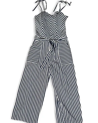 Mono ancho acampanado superior elástico con correa de espagueti a rayas azul blanco Monteau M Foto 1 de 4