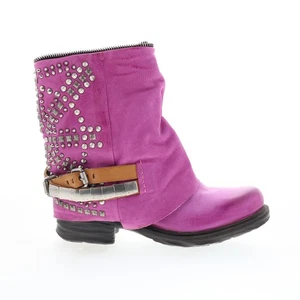 A.S. 98 Sid Womens Purple Leather Zipper Casual Dress Boots - Picture 1 of 8