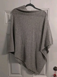 100% Cashmere Poncho Light Gray OSFM - Picture 1 of 12