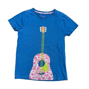 Mini Boden Pink/Blue Floral Guitar Instrument Fun Cute T-Shirt Size 9-10 Years - Picture 1 of 4