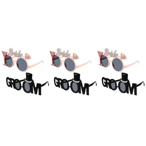  3 Pieces Fancy Party Sunglasses Photo Props for Groom Bride and Bachelor - Picture 1 of 12