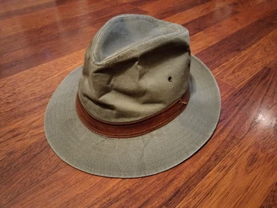 Vintage London Fog Canvas Leather Band Green Fedora Hat - Image 1 of 4