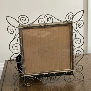 VTG Fetco Home Decor 5x5” Photo Picture Frame Free Standing Metal Ornate - Picture 1 of 7