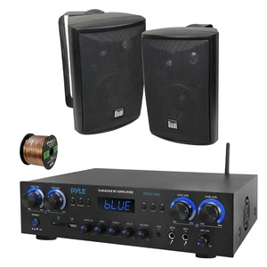 Pyle PDA77BU 4 Canales Home Audio Receptor Bluetooth, 2x 4" 200W Altavoces, Cable - Imagen 1 de 8