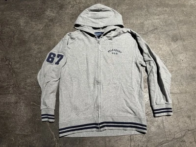 复古 90 年代 Polo Sport Preppy Track 67 全拉链连帽衫大号 — 第 1/4 张图片