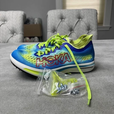 Zapatos de pista Hoka One One Cielo FLYX de media distancia con clavos para mujer talla 8/hombre 6,5 Foto 1 de 4