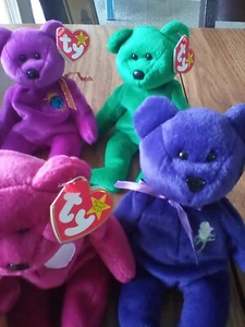 7 Ty Beanie Baby Bears - Kicks, Valentina, Princess, Curly, Millennium, Erin, Cl - Picture 1 of 4