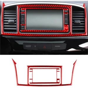 Red Carbon Fiber GPS Navigation Display Cover Trim For Mitsubishi Lancer 2008-15 - Picture 1 of 11
