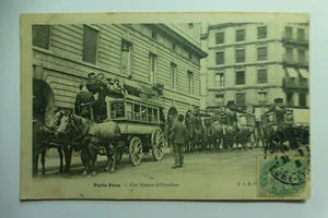 C627 PARIS VIEW Estación de Ómnibus CABALLO Y AUTOCAR Postal 1908 - Imagen 1 de 8