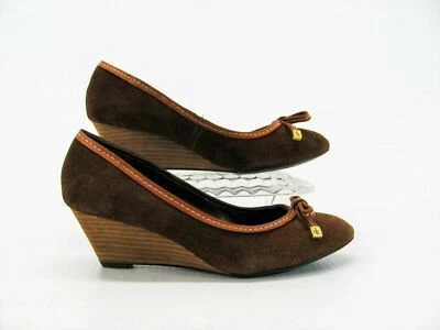 Lauren Ralph Lauren 女式鞋 6B 码棕色麂皮绒楔形鞋跟高跟鞋二手 qp — 第 1/4 张图片