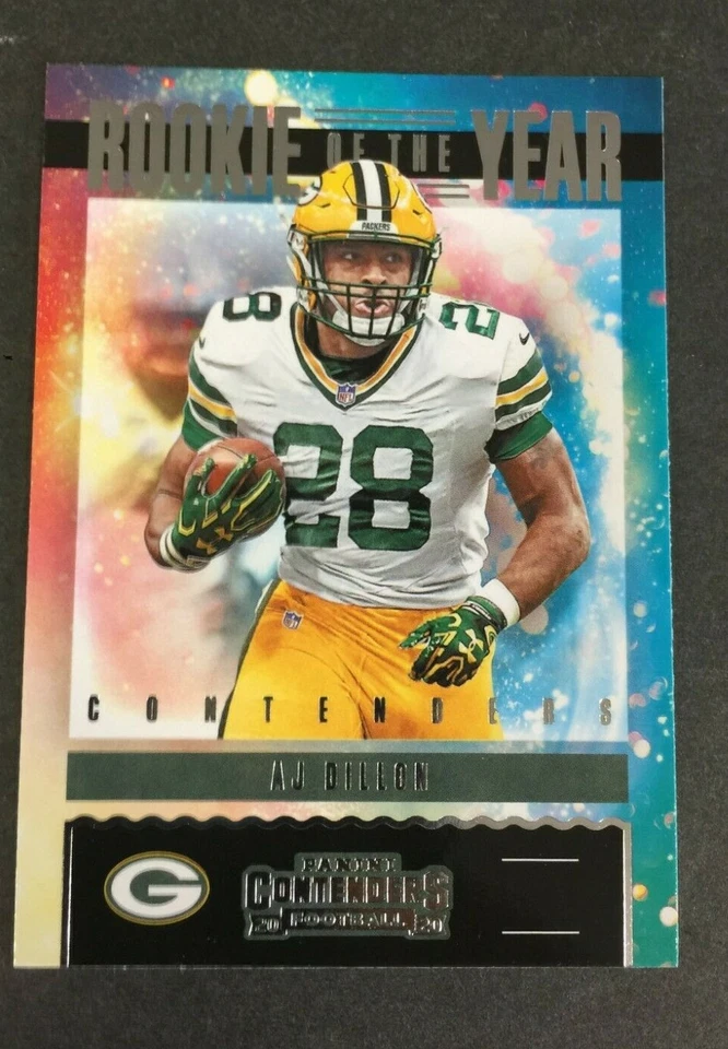 2020 CONTENDERS FOOTBALL CARD ROOKIE OF YEAR AJ DILLON FREE S & H   - Image 1 of 2