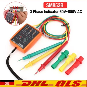 DE SM852B 60-600V 3 fases indicador de dirección de rotación corriente trifásica comprobador de fase comprobador - Imagen 1 de 12