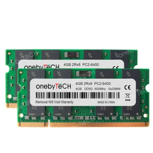 New 8GB 2x4GB 2RX8 PC2-6400S DDR2-800MHz 200-Pin CL6 1.8v SO-DIMM Laptop Memory - Picture 1 of 3