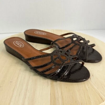 TALBOTS Women's Sandals Faux Snakeskin Leather Strappy Low-Wedge Shoes Size 10B - Image 1 of 4