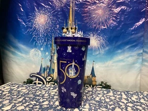 2021 WALT DISNEY WORLD 50TH ANNIVERSARY MICKEY $ MINNIE CUTIES CASTLE TUMBLER - Picture 1 of 7