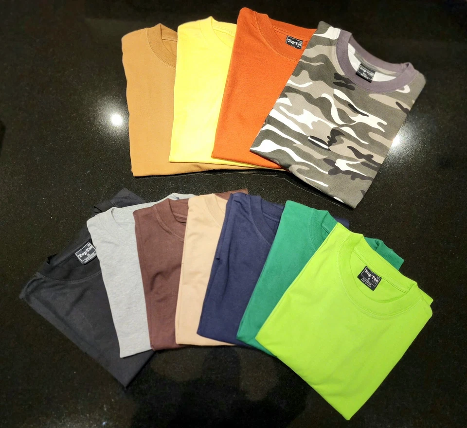 Camiseta de manga corta lisa en blanco de peso pesado para hombre TOPTEE marca EE. UU. Foto 1 de 1