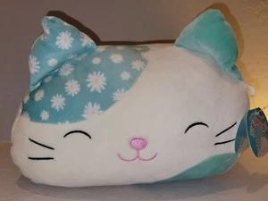 Stackable Squishmallows 12” Kesla the Blue & White Floral Cat Plush Pillow NWT - Picture 1 of 4