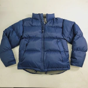 COLORADO GENUINE GOOSE DOWN HEAVY PUFFER JACKET COAT NAVY BLUE HOOD MEN S XS EUC - Picture 1 of 15