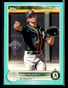 Max Muncy #'d /75 RC - 2022 Topps Pro Debut Aqua Rookie #PD-41 ACL Athletics