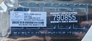 Nanya NT1GT72U4PA0BV-5A 1GB (1x1GB) PC2-3200 DDR2-400MHz ECC CL3 240P Memory . - Picture 1 of 3