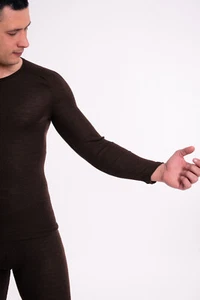 Merino Wool Men's Thermal Base Layer Long Sleeve Shirt Brown - Bild 1 von 7