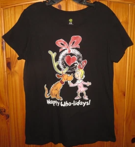THE GRINCH CHRISTMAS T-shirt nera HAPPY WHO-LIDAYS MAGLIA TOP adolescente ragazza XL 16-18 - Foto 1 di 3