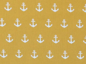 100% Baumwolle Stoff Anker 1 m x 1 m Senf Weiß nähen basteln quilten patchwork - Bild 1 von 2