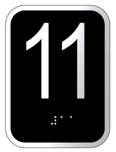 Elevator floor number 11 sign - Elevator Jamb Plate 11 ( 3x4, cast-REF24-1027 - Picture 1 of 5