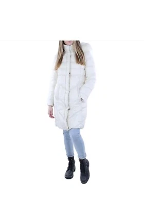 NWT LARRY LEVINE QUILTED MID-LENGTH PUFFER COAT WITH FAUX FUR TRIM HOOD S $300 - Image 1 of 4