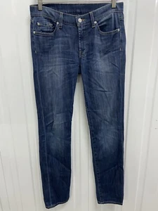 7 For All Mankind Standard Blue Lightly Distressed Wash Straight Leg Jeans - W31 - Picture 1 of 5