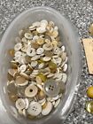 Vintage Button Lot White Yellow 1940S-Newer  14.85 Ounces Mop Housedress?