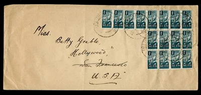 SOUTH AFRICA 1940'S COVER MULTI FKD mld TO BETTY GRABLE HOLLYWOOD CALIF. - Image 1 of 4