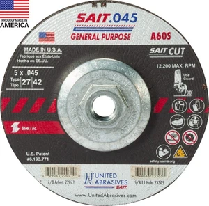 -SAIT 23305 A60S General Purpose Cut-Off Wheels (Type 27/Type 42 Depressed Ce... - Picture 1 of 7