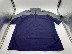 Mizuno Jacket Mens L Blue Gray Polyester Windbreaker Short Sleeve 1/4 Zip Golf - Picture 1 of 4