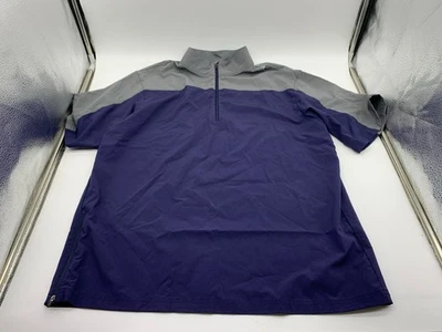 Mizuno Jacket Mens L Blue Gray Polyester Windbreaker Short Sleeve 1/4 Zip Golf - Image 1 of 4